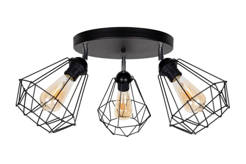 Licht-Erlebnisse Deckenstrahler ZUZOLL, ohne Leuchtmittel, Metall verstellbar 55 cm breit Schwarz E27 3-flammig Retro von Licht-Erlebnisse