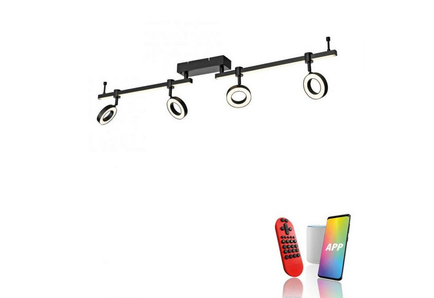 Licht-Erlebnisse Deckenstrahler ZYLDON, LED fest integriert, LED dimmbar Metall verstellbar Schwarz mit Farbwechsel 2700-5000 K von Licht-Erlebnisse