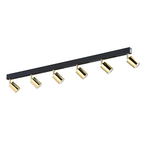 Licht-Erlebnisse Deckenstrahler groß 126 cm lang XXL 6-flammig GU10 in Schwarz Gold verstellbar Metall Modern Wohnzimmer Esszimmer Deckenlampe Spot von Licht-Erlebnisse