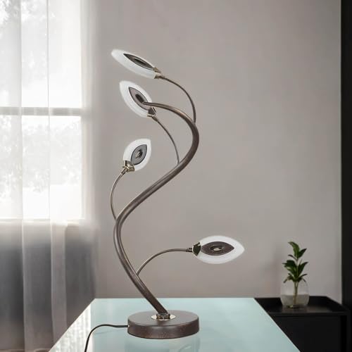 Licht-Erlebnisse Dekorative LED Tischleuchte Metall H:45cm Modern in Braun antik GORI Wohnzimmer Tischlampe von Licht-Erlebnisse