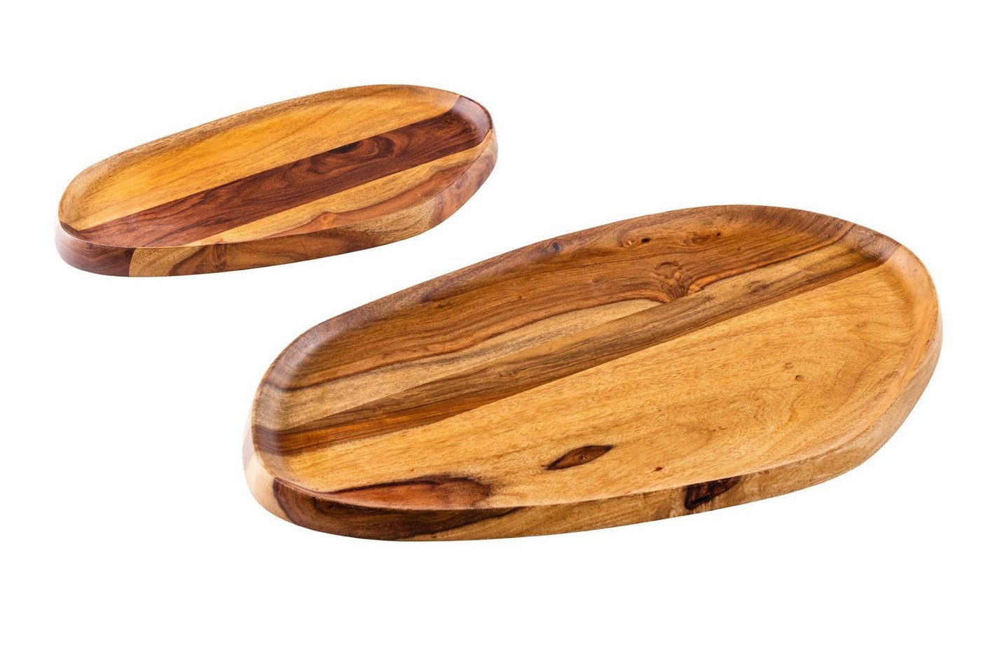 Licht-Erlebnisse Dekotablett KARIMIA, 2er Set Holz massiv erhöhter Rand 40 / 56 cm lang Handarbeit Licht-Erlebnisse Dekotablett KARIMIA, 2er Set Holz massiv erhöhter Rand 40 / 56 cm lang Handarbeit von Licht-Erlebnisse