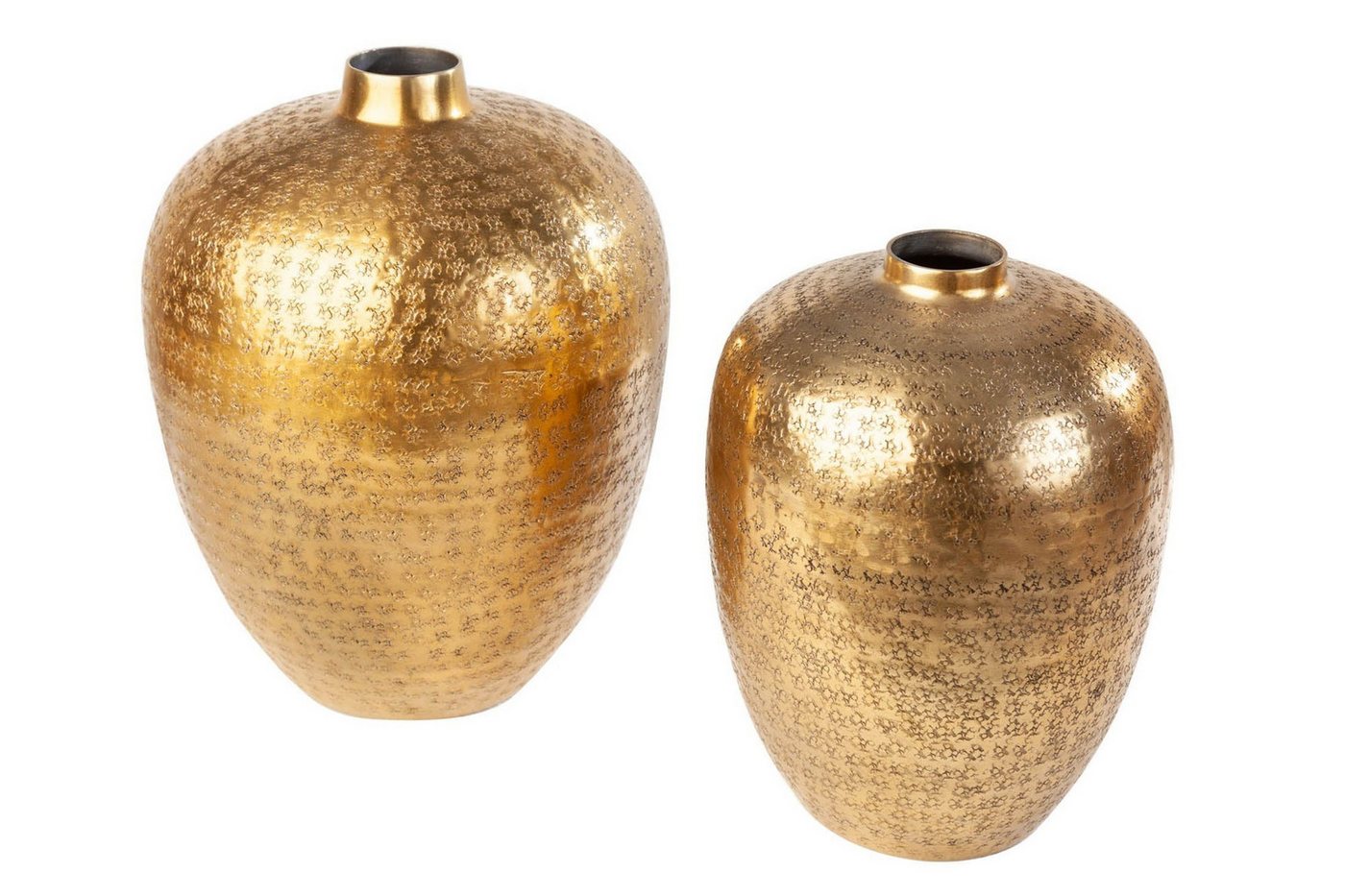 Licht-Erlebnisse Dekovase ROSIE, 2er Set Metall Handarbeit Hammerschlag Unikat in Gold Deko Licht-Erlebnisse Dekovase ROSIE, 2er Set Metall Handarbeit Hammerschlag Unikat in Gold Deko von Licht-Erlebnisse