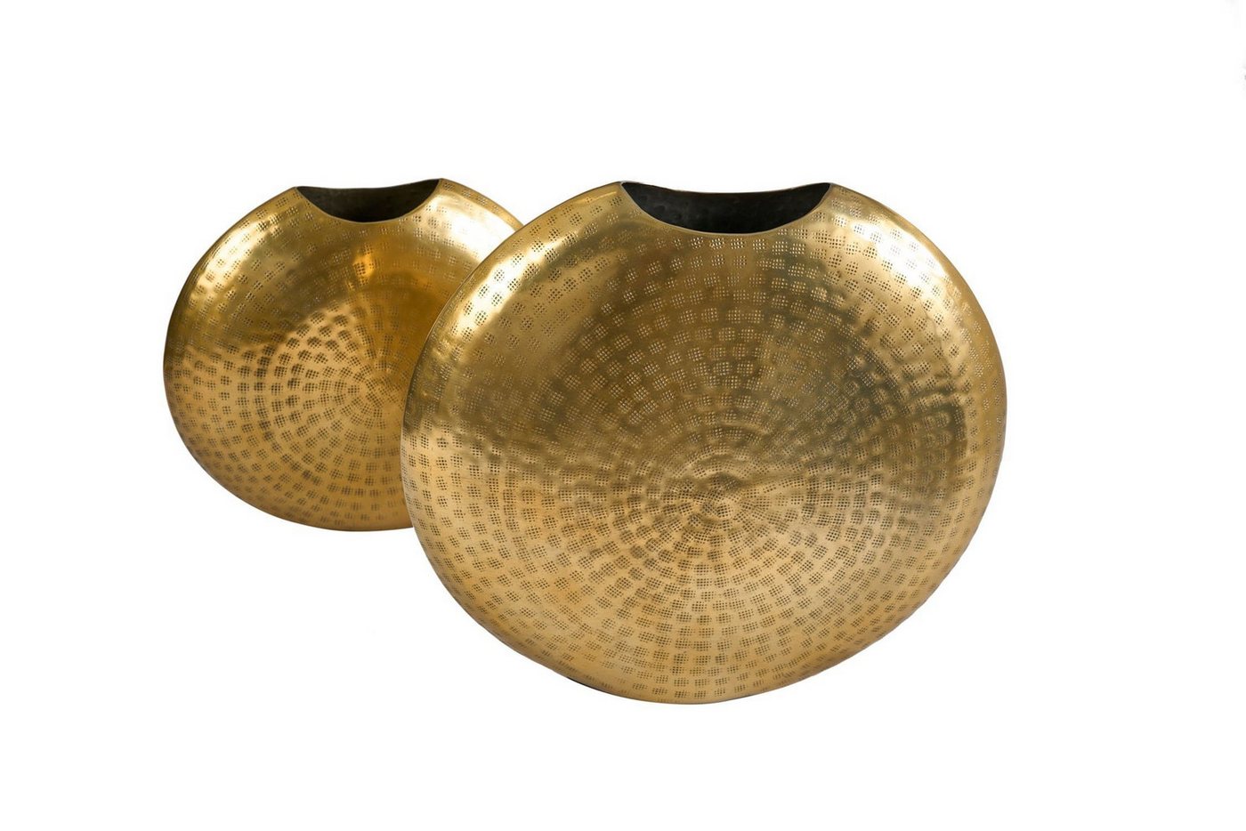 Licht-Erlebnisse Dekovase ROSIE, 2er Set Metall in Gold Handarbeit Hammerschlag Unikat Deko Licht-Erlebnisse Dekovase ROSIE, 2er Set Metall in Gold Handarbeit Hammerschlag Unikat Deko von Licht-Erlebnisse