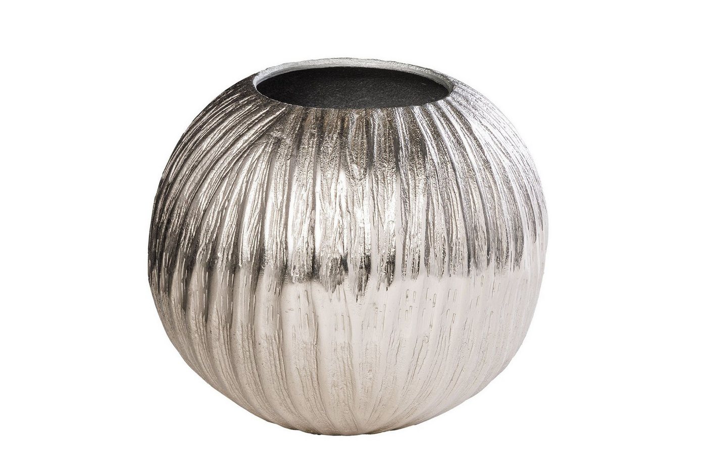Licht-Erlebnisse Dekovase TIRANA, Metall rund Ø 24 cm in Silber Handarbeit Hammerschlag Unikat Deko Licht-Erlebnisse Dekovase TIRANA, Metall rund Ø 24 cm in Silber Handarbeit Hammerschlag Unikat Deko von Licht-Erlebnisse