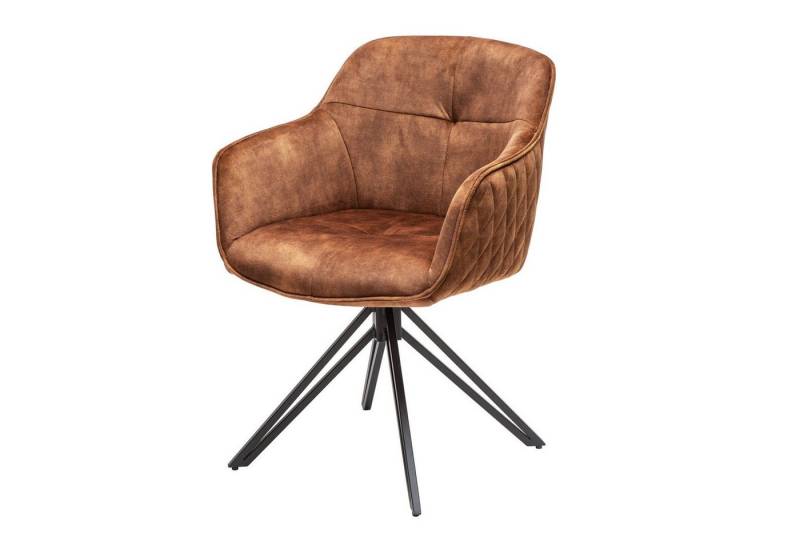Licht-Erlebnisse Drehstuhl AUREL, Samt Metall in Braun Schwarz B: 58 cm mit Lehne Stuhl Esszimmer Büro von Licht-Erlebnisse