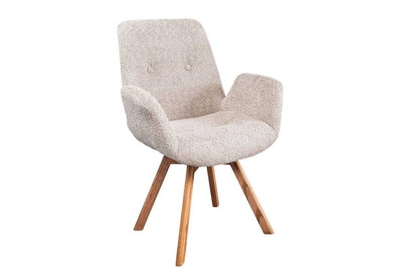 Licht-Erlebnisse Drehstuhl KARITA, Bouclé Holz in Beige Natur Skandinavisch Armlehnstuhl KARITA von Licht-Erlebnisse