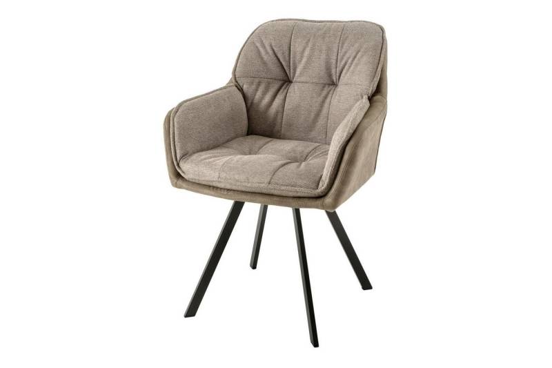 Licht-Erlebnisse Drehstuhl LIBYA, ohne Rollen aus Stoff Metall B: 63 cm in Taupe Schwarz von Licht-Erlebnisse