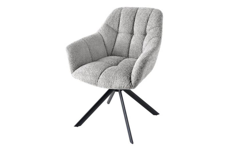 Licht-Erlebnisse Drehstuhl SONIA, Bouclé Metall B: 65 cm Retro ohne Rollen in Grau Schwarz von Licht-Erlebnisse