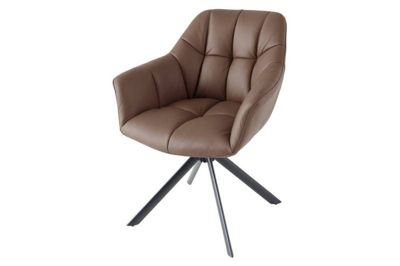 Licht-Erlebnisse Drehstuhl SONIA, Leder Metall B: 65 cm ohne Rollen in Braun Schwarz Retro von Licht-Erlebnisse