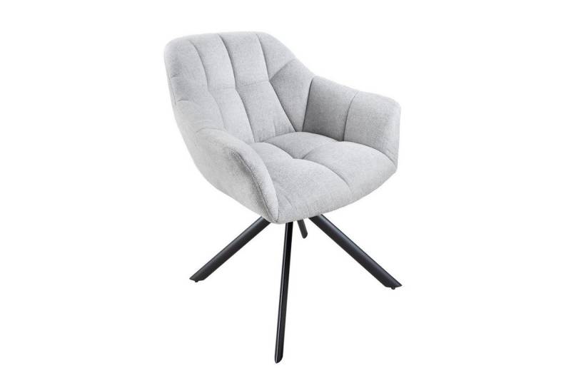 Licht-Erlebnisse Drehstuhl SONIA, ohne Rollen in Grau Schwarz aus Stoff Metall B: 65 cm Retro von Licht-Erlebnisse