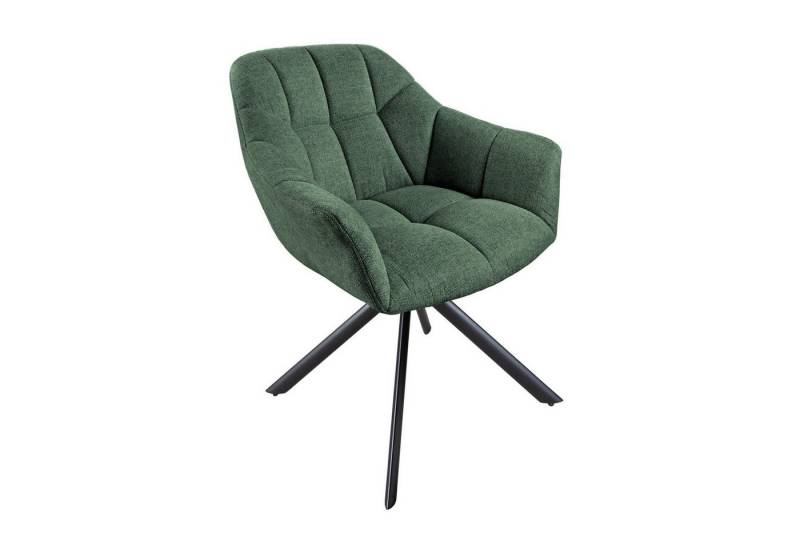 Licht-Erlebnisse Drehstuhl SONIA, ohne Rollen in Grün Schwarz aus Stoff Metall B: 65 cm Retro von Licht-Erlebnisse