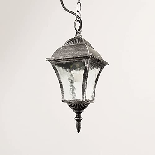Licht-Erlebnisse Edle Hängeleuchte Deckenlampe in antik-silber Hoflampe Außenleuchte Gartenleuchte 8399 IP43 von Licht-Erlebnisse