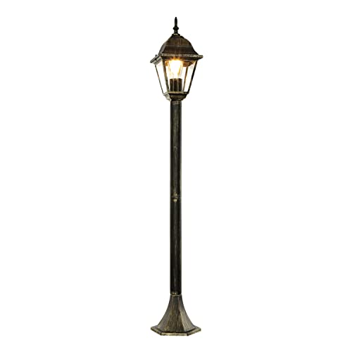 Licht-Erlebnisse Einfache Wegleuchte in antik gold Außenleuchte IP44 E27 230V Gartenbeleuchtung Hof Außen Stehleuchte von Licht-Erlebnisse