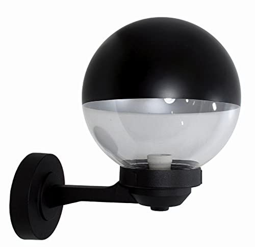 Licht-Erlebnisse Elegante Außenwandleuchte Kugel Schirm IP44 Rustikal Schwarz E27 Outdoor Wandlampe Haus Garten von Licht-Erlebnisse