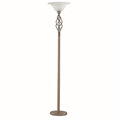 Licht-Erlebnisse Elegante Stehleuchte in messing Höhe 179cm, E27 max. 60W, Stehlampe für Wohnzimmer Schlaf und Esszimmer LED geeignet von Licht-Erlebnisse