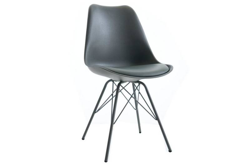 Licht-Erlebnisse Esszimmerstuhl ENZO, Grau Kunstleder Metall B: 49 cm ohne Armlehne von Licht-Erlebnisse