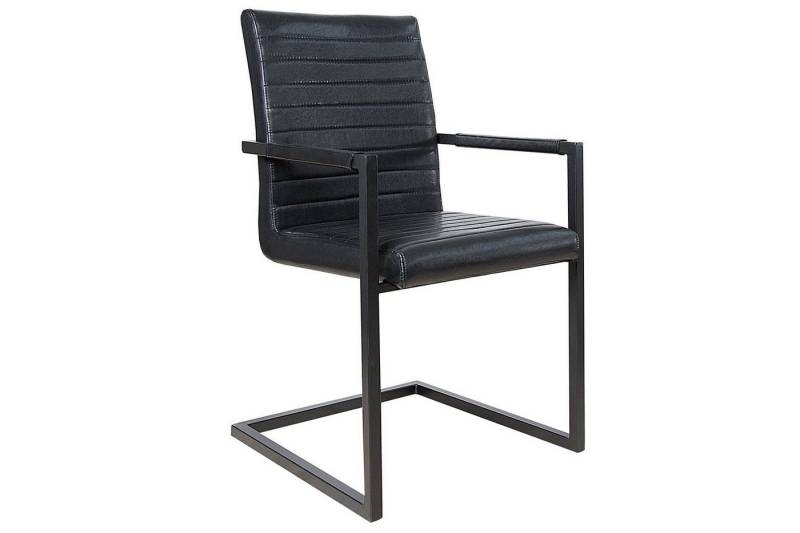 Licht-Erlebnisse Esszimmerstuhl FIRTH, Kunstleder Edelstahl Schwarz Armlehne Freischwinger Esszimmer Licht-Erlebnisse Esszimmerstuhl FIRTH, Kunstleder Edelstahl Schwarz Armlehne Freischwinger Esszimmer von Licht-Erlebnisse