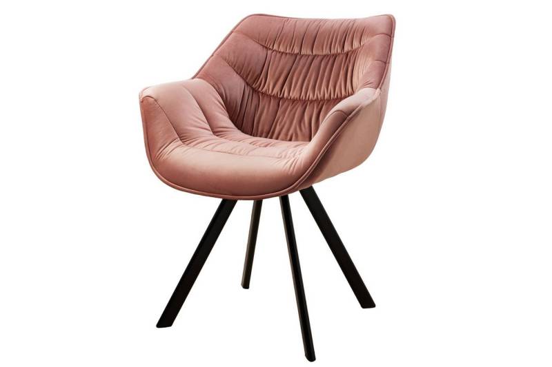 Licht-Erlebnisse Esszimmerstuhl LYON, Samt Metall in Rosa Schwarz B: 67 cm mit Armlehne von Licht-Erlebnisse