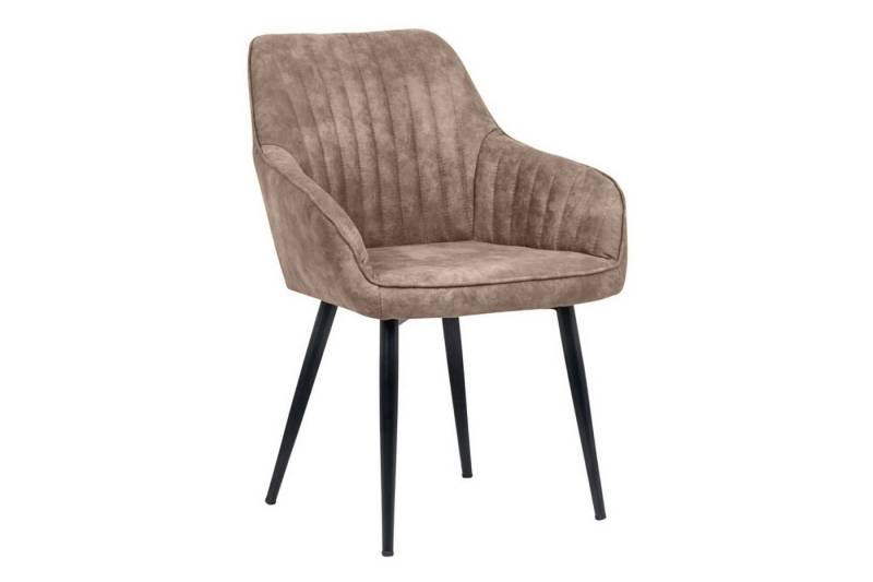 Licht-Erlebnisse Esszimmerstuhl RITA, Taupe Schwarz B: 60 cm mit Armlehne Stoff Metall Stuhl Esstisch von Licht-Erlebnisse
