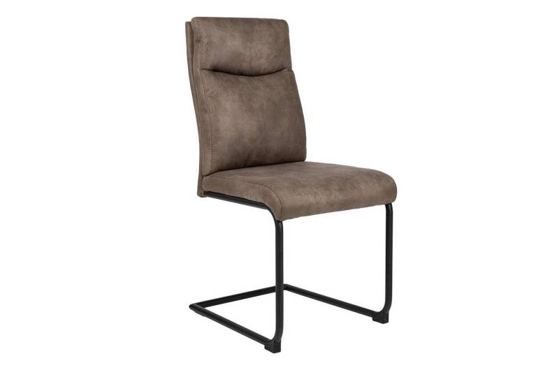 Licht-Erlebnisse Esszimmerstuhl ROJUR, Freischwinger Braun Schwarz Stoff Metall ohne Armlehne Esszimmer von Licht-Erlebnisse