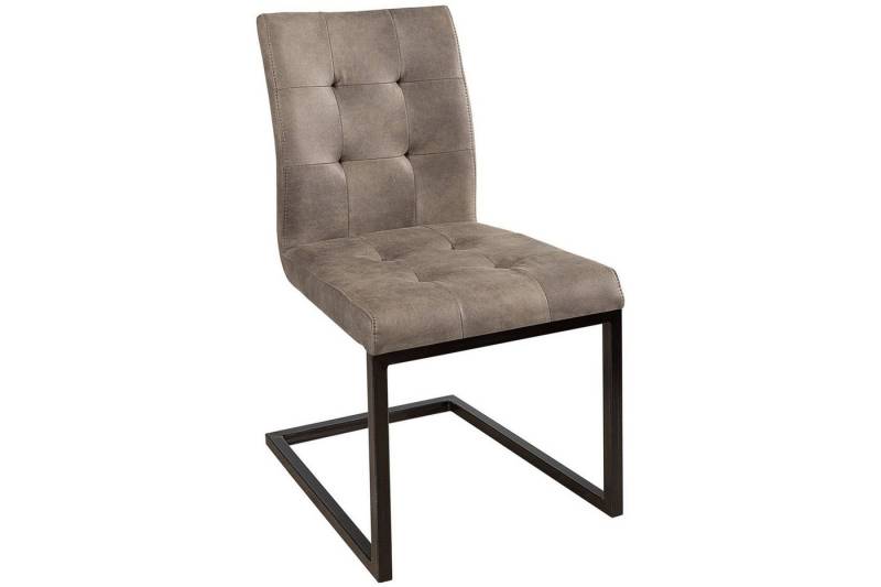 Licht-Erlebnisse Esszimmerstuhl SALEM, Freischwinger Taupe Schwarz Stoff Metall ohne Armlehne von Licht-Erlebnisse