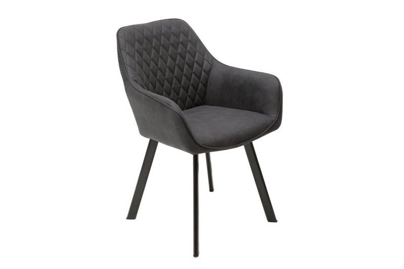 Licht-Erlebnisse Esszimmerstuhl SEINE, mit Armlehne Stoff Metall in Anthrazit Schwarz Retro Stuhl Licht-Erlebnisse Esszimmerstuhl SEINE, mit Armlehne Stoff Metall in Anthrazit Schwarz Retro Stuhl von Licht-Erlebnisse