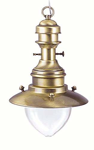 Licht-Erlebnisse Extravagante Pendelleuchte Messing Glas verstellbar Ø32cm IP43 Maritime Außenlampe Balkon Terrasse von Licht-Erlebnisse