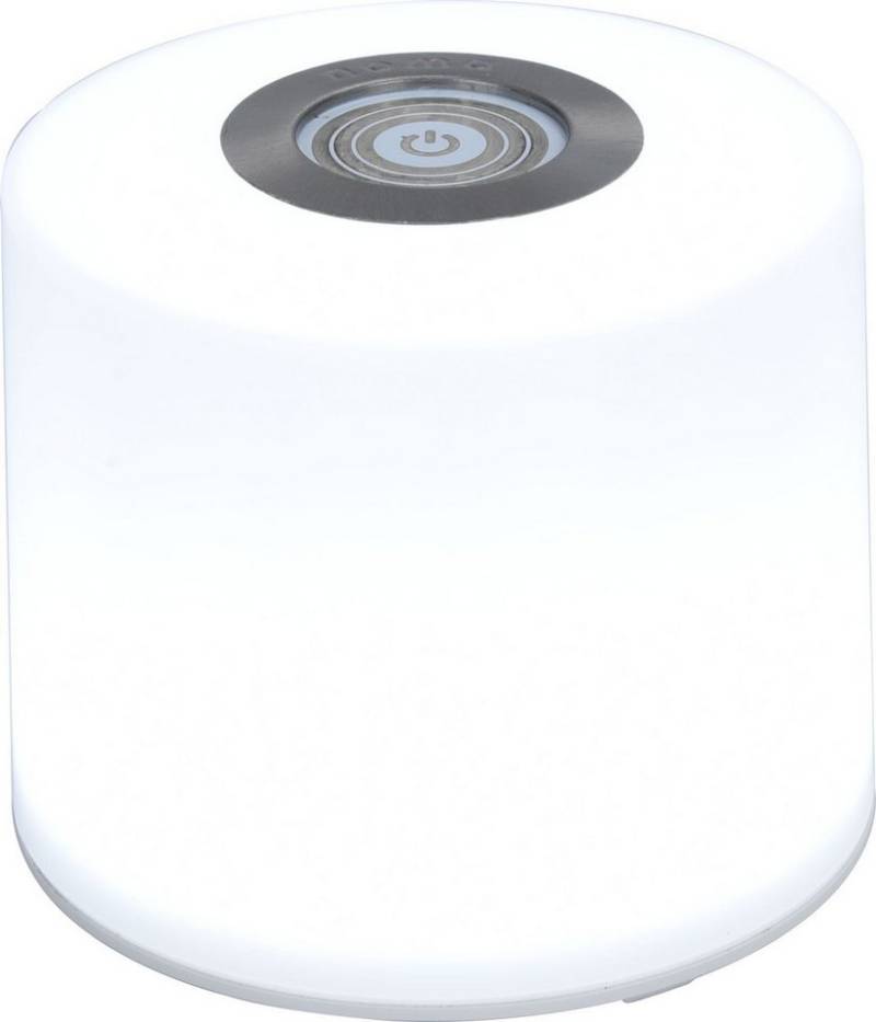 Licht-Erlebnisse Gartenleuchte ERSON, LED fest integriert, LED Akku Dimmer mit Touch Funktion IP44 D: 10 cm rund 8,5 cm Weiß von Licht-Erlebnisse