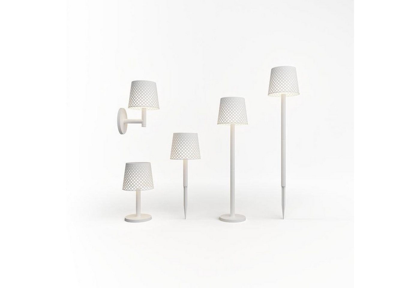 Licht-Erlebnisse Gartenleuchte LANGK, LED fest integriert, Warmweiß, LED Solar 5-in-1 Erdspieß Wandhalterung Tischgestell IP65 Weiß Akku von Licht-Erlebnisse