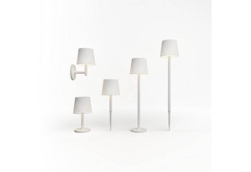 Licht-Erlebnisse Gartenleuchte LANGK, LED fest integriert, Warmweiß, LED Solar 5-in-1 Erdspieß Wandhalterung Tischgestell IP65 Weiß Akku von Licht-Erlebnisse