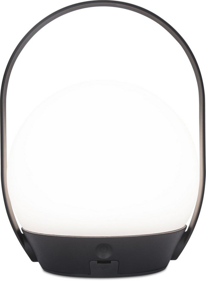 Licht-Erlebnisse Gartenleuchte MILONTA, LED fest integriert, Akku LED 22,3 cm IP54 Schwarz Weiß mit Farbwechsel 2700-6500 K 200 lm von Licht-Erlebnisse