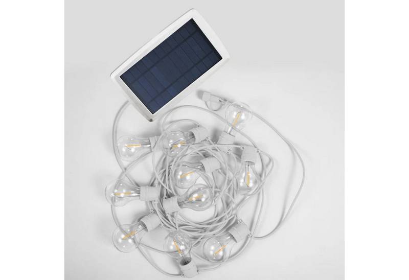 Licht-Erlebnisse Gartenleuchte NARUO, Warmweiß, Solar Outdoor LED 2700 K warmweiß IP44 5m lang Dämmerungsschalter von Licht-Erlebnisse