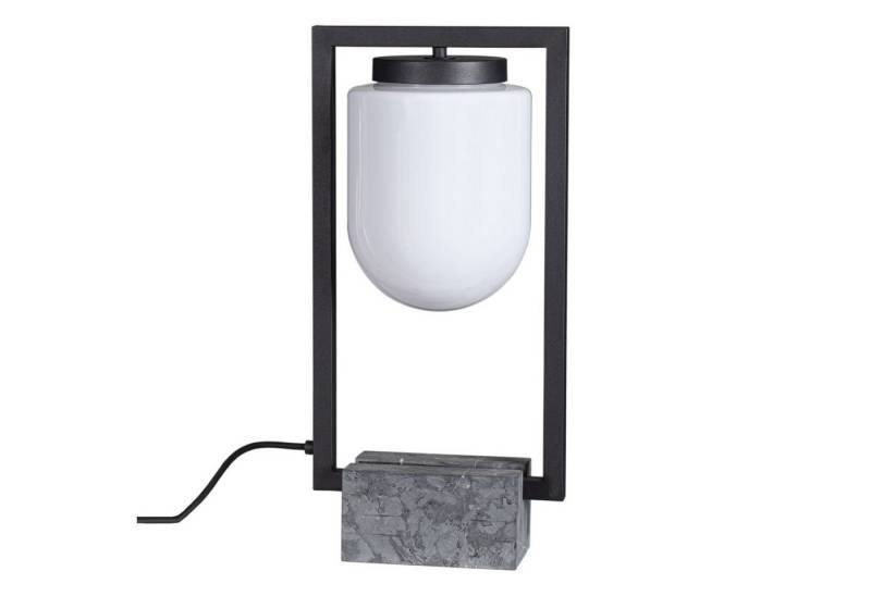 Licht-Erlebnisse Gartenleuchte OLA, ohne Leuchtmittel, außen Metall 52 cm Marmorfuß IP44 Kabel Schalter Schwarz Weiß E27 von Licht-Erlebnisse
