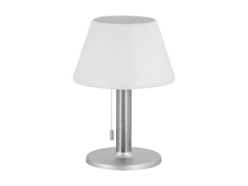 Licht-Erlebnisse Gartenleuchte ORSON, LED, LED Edelstahl Solar IP44 28 cm Chrom Weiß rund Modern von Licht-Erlebnisse