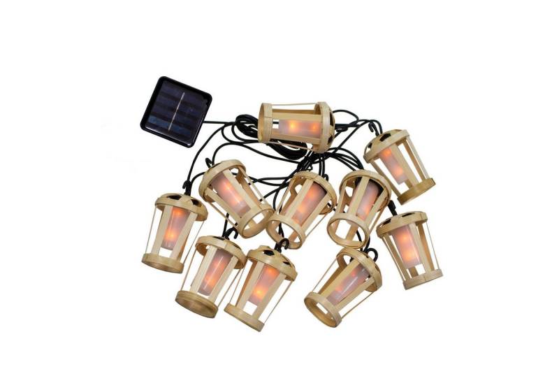Licht-Erlebnisse Gartenleuchte TAINAN, LED fest integriert, Warmweiß, LED Solar 5m lang IP44 2000 K warmweißes Licht Bambusschirme von Licht-Erlebnisse