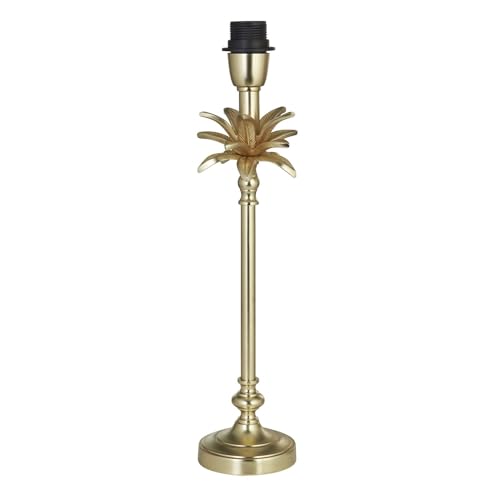 Licht-Erlebnisse Gestell für Tischleuchte Metall E27 H: 45 cm Ø 11 cm Kabelschalter Stecker in Messing matt Lampenfuß Säule Tischlampe von Licht-Erlebnisse