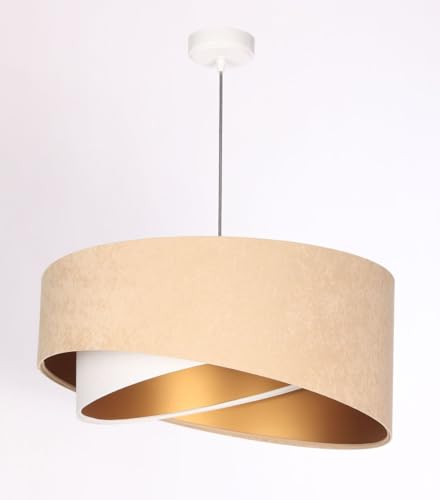 Licht-Erlebnisse Hängelampe Beige Gold Weiß E27 rund D: 50 cm Stoff Velours Optik Doppelschirm Modern verstellbare Hängeleuchte Wohnzimmer Pendelleuchte Esstisch Licht-Erlebnisse Hängelampe Beige Gold Weiß E27 rund D: 50 cm Stoff Velours Optik Doppelschirm Modern verstellbare Hängeleuchte Wohnzimmer Pendelleuchte Esstisch von Licht-Erlebnisse