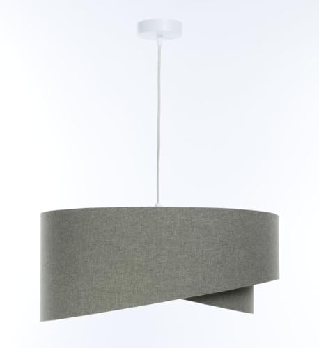 Licht-Erlebnisse Hängelampe Grau E27 rund D: 60 cm groß Stoff Doppelschirm Modern Hängeleuchte Wohnzimmer Pendelleuchte Esszimmer von Licht-Erlebnisse