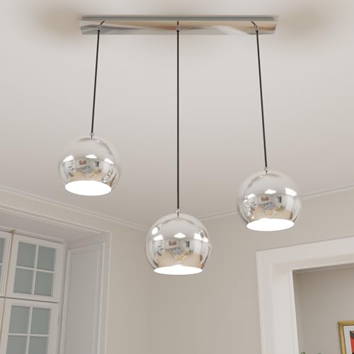 Hängelampe Innen aus Metall in Chrom 3xGU10 wechselbar für Wohnzimmer Esszimmer Küche Tresen modern Pendellampe Pendelleuchte Hängeleuchte von Licht-Erlebnisse