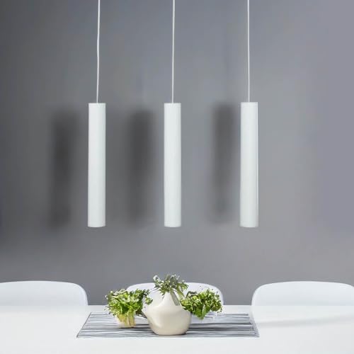 Licht-Erlebnisse Hängelampe Metall Weiß Küche Esszimmer 61,5 cm GU10 max. 35 Watt 3-flammig länglich Moderne Pendelleuchte Esstisch EYE von Licht-Erlebnisse