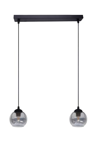 Hängelampe Rauchglas Metall Schwarz Esstisch Küche L:42 cm E27 bis 60 W blendarm gemütlich Kugeln 2-flammig wohnlich Pendelleuchte Esszimmer STAMGUI Hängelampe Rauchglas Metall Schwarz Esstisch Küche L:42 cm E27 bis 60 W blendarm gemütlich Kugeln 2-flammig wohnlich Pendelleuchte Esszimmer STAMGUI von Licht-Erlebnisse