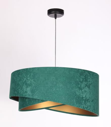 Licht-Erlebnisse Hängelampe Stoff Grün Gold E27 rund Ø 50 cm Velours Optik Doppelschirm Modern Hängeleuchte Wohnzimmer Pendelleuchte Schlafzimmer Licht-Erlebnisse Hängelampe Stoff Grün Gold E27 rund Ø 50 cm Velours Optik Doppelschirm Modern Hängeleuchte Wohnzimmer Pendelleuchte Schlafzimmer von Licht-Erlebnisse