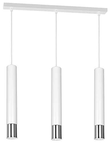 Licht-Erlebnisse Hängelampe Weiß Chrom 3 flammig GU10 Modern Metall Pendelleuchte Hängeleuchte Esstisch Küche von Licht-Erlebnisse