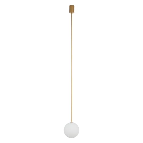 Licht-Erlebnisse Hängelampe klein blendarm G9 rund Ø 16 cm H: 140 cm verstellbar in Gold Weiß Glas Metall Retro Hängeleuchte Küche Esszimmer Wohnzimmer von Licht-Erlebnisse