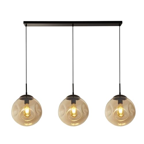 Licht-Erlebnisse Hängeleuchte 3-flammig Glas B: 121 cm H: max. 1,2 m verstellbar E27 Schwarz Champagner Retro Hängelampe Esstisch Esszimmer Licht-Erlebnisse Hängeleuchte 3-flammig Glas B: 121 cm H: max. 1,2 m verstellbar E27 Schwarz Champagner Retro Hängelampe Esstisch Esszimmer von Licht-Erlebnisse