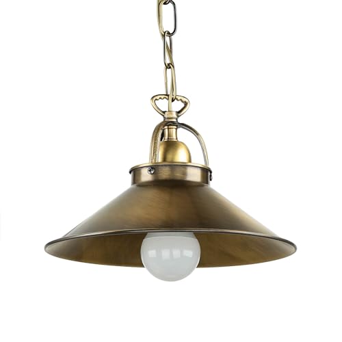 Licht-Erlebnisse Hängeleuchte ALICE aus Echt-Messing in Bronze hell Premium schwenkbar E27 Ø25cm für Küche Flur Schlafzimmer Innen Pendelleuchte Hängelampe von Licht-Erlebnisse
