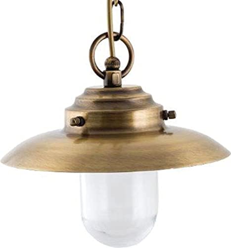 Licht-Erlebnisse Hängeleuchte Messing Glas Ø23cm IP54 rostfrei maritime Lampe Außenlampe außen Balkon Terrasse von Licht-Erlebnisse