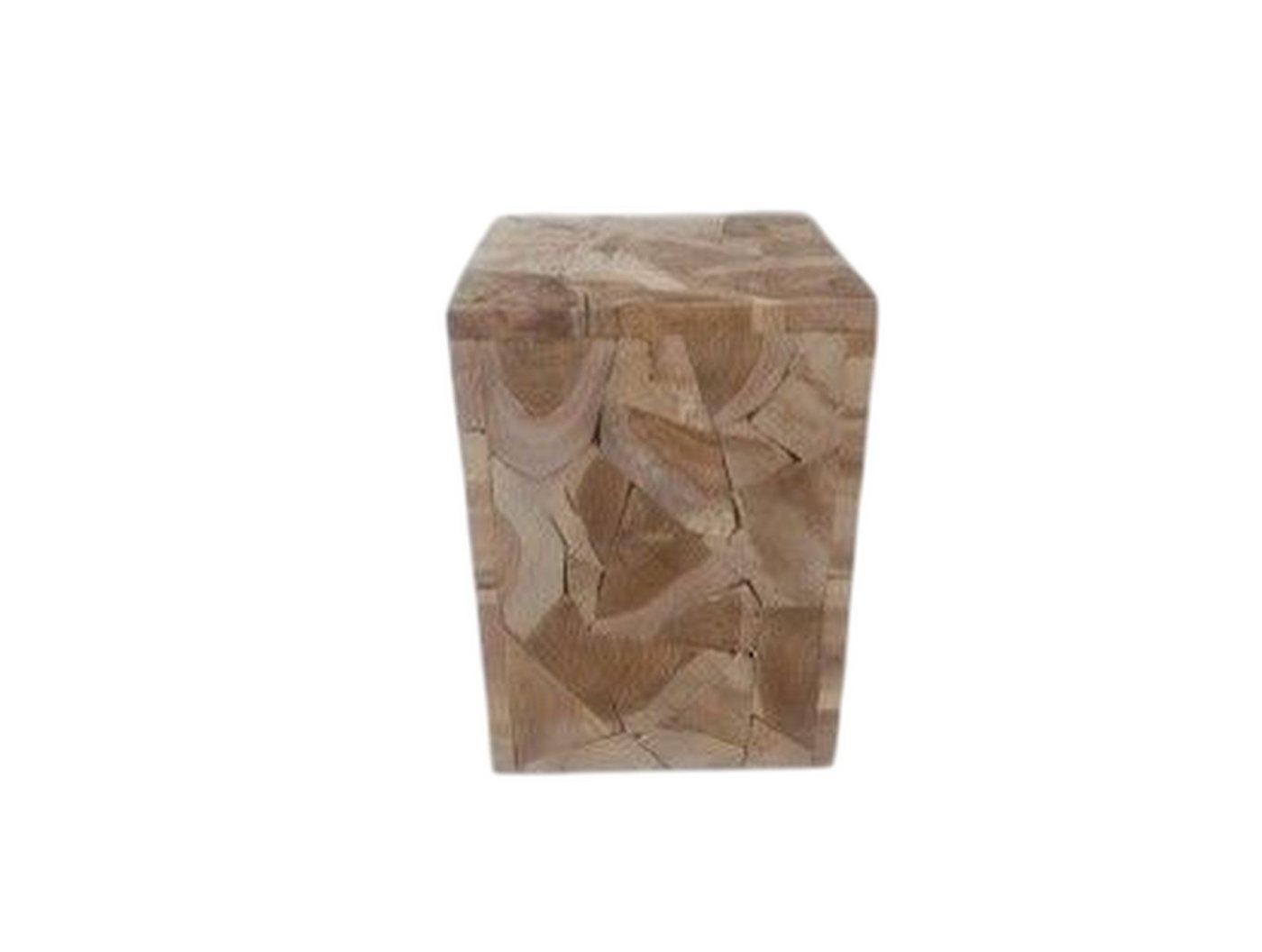 Licht-Erlebnisse Hocker PUTRA, Teak Holz 30 x 30 x 40 cm Handarbeit Unikat von Licht-Erlebnisse