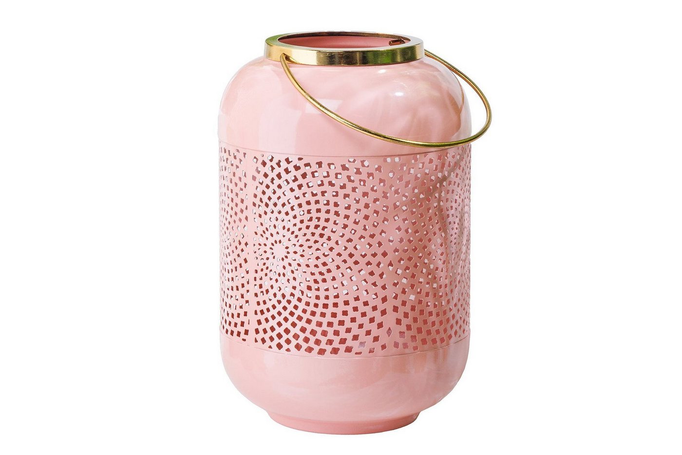 Licht-Erlebnisse Kerzenlaterne MERSEY, für Stumpenkerzen H: 30 cm Rosa Grau Gold aus Eisen von Licht-Erlebnisse