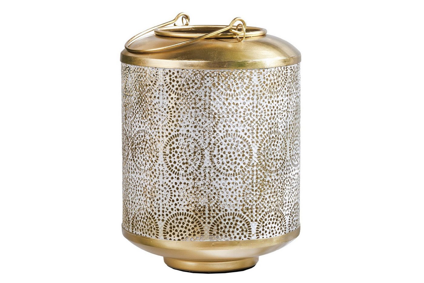Licht-Erlebnisse Kerzenlaterne REMUS, Windlicht Eisen Ø 18 cm Weiß Gold Handarbeit Orientalisch Laterne Licht-Erlebnisse Kerzenlaterne REMUS, Windlicht Eisen Ø 18 cm Weiß Gold Handarbeit Orientalisch Laterne von Licht-Erlebnisse